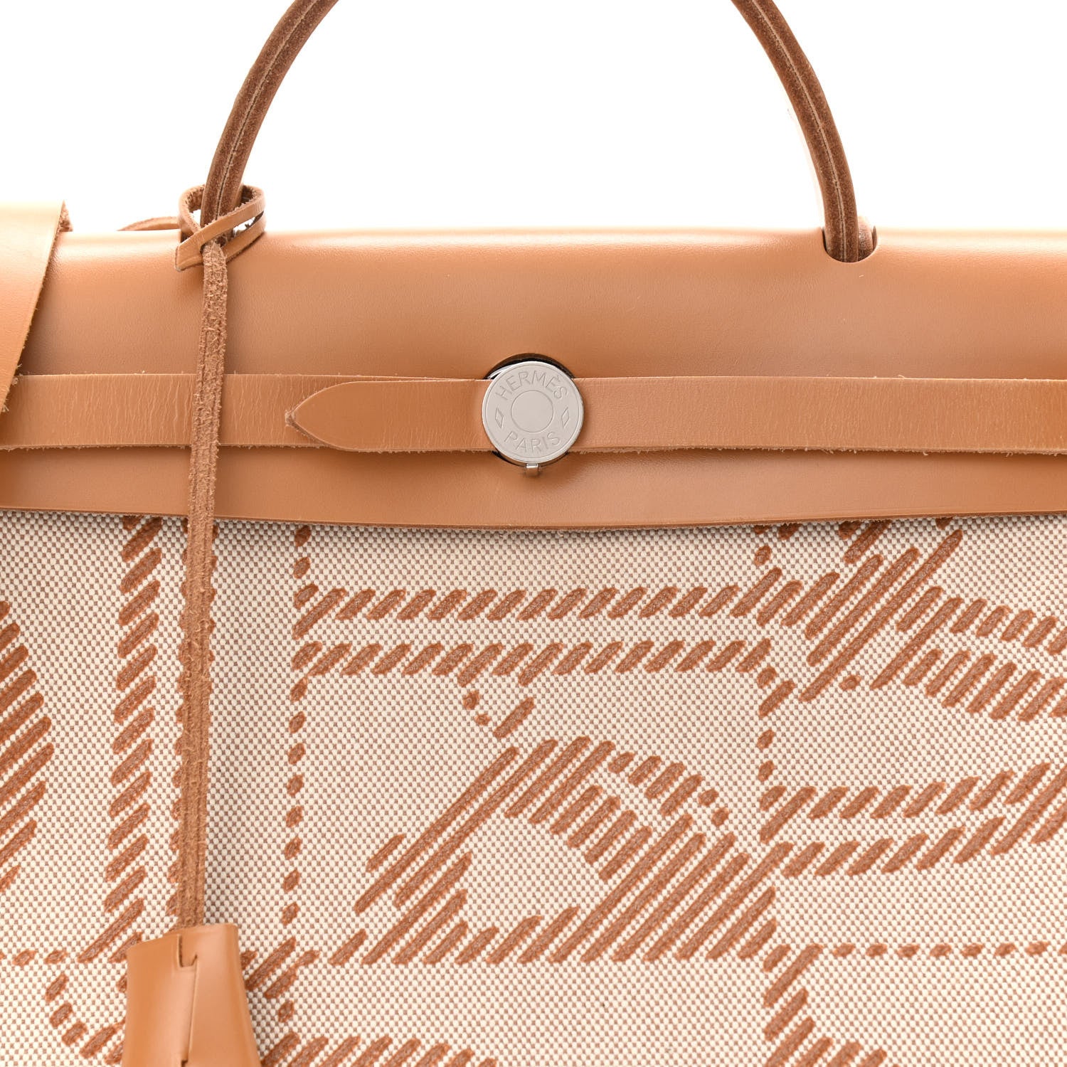 Hermes Vache Hunter Toile H Brides de Gala Herbag Zip Retourne 31 PM Natural 10 of 13