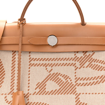 Hermes Vache Hunter Toile H Brides de Gala Herbag Zip Retourne 31 PM Natural 10 of 13
