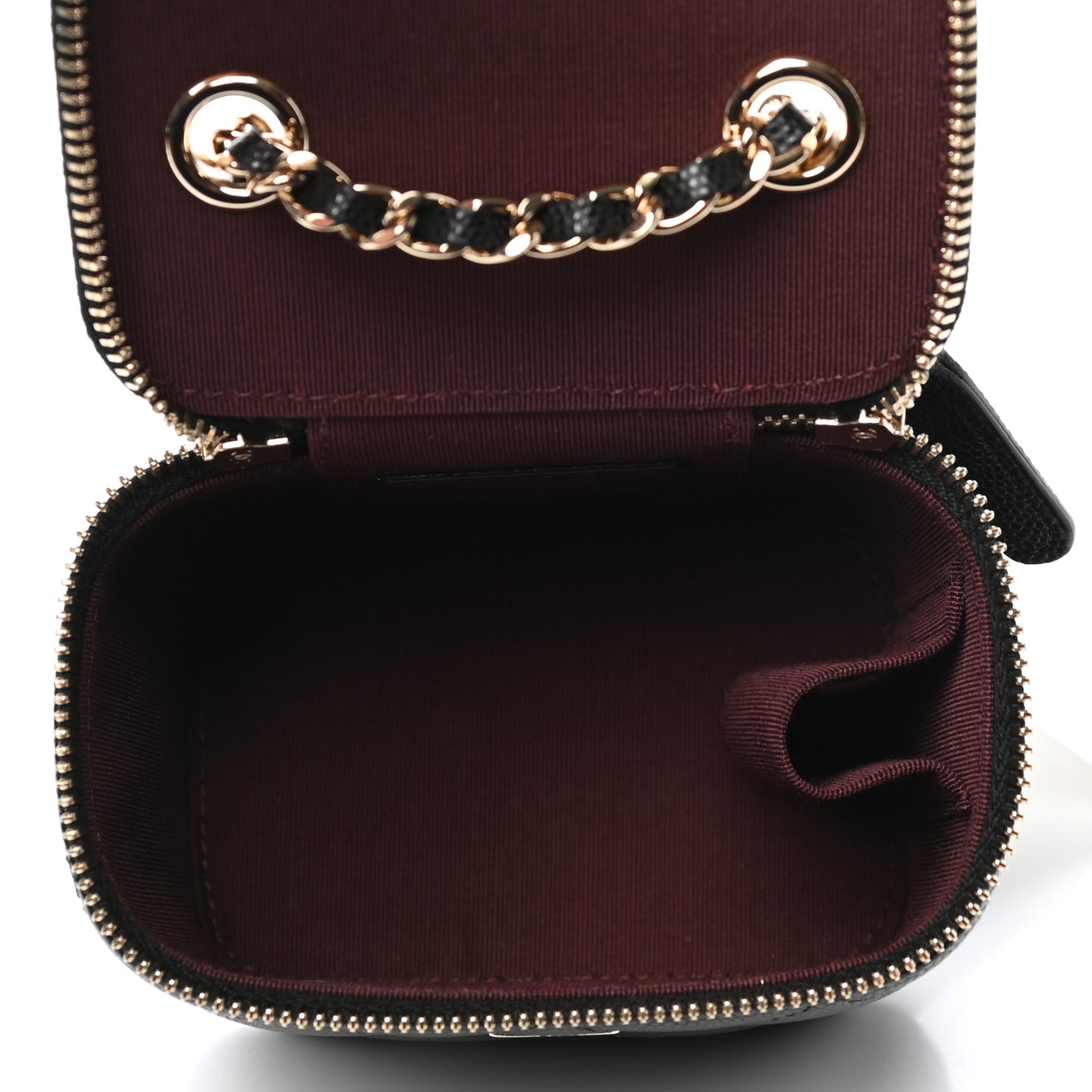 Caviar Quilted Mini Vanity Case With Chain Black