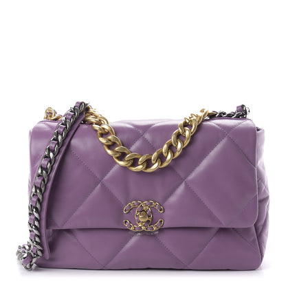 Chanel Goatskin Quilted Medium 19 Flap Violet Purple 1 of 11