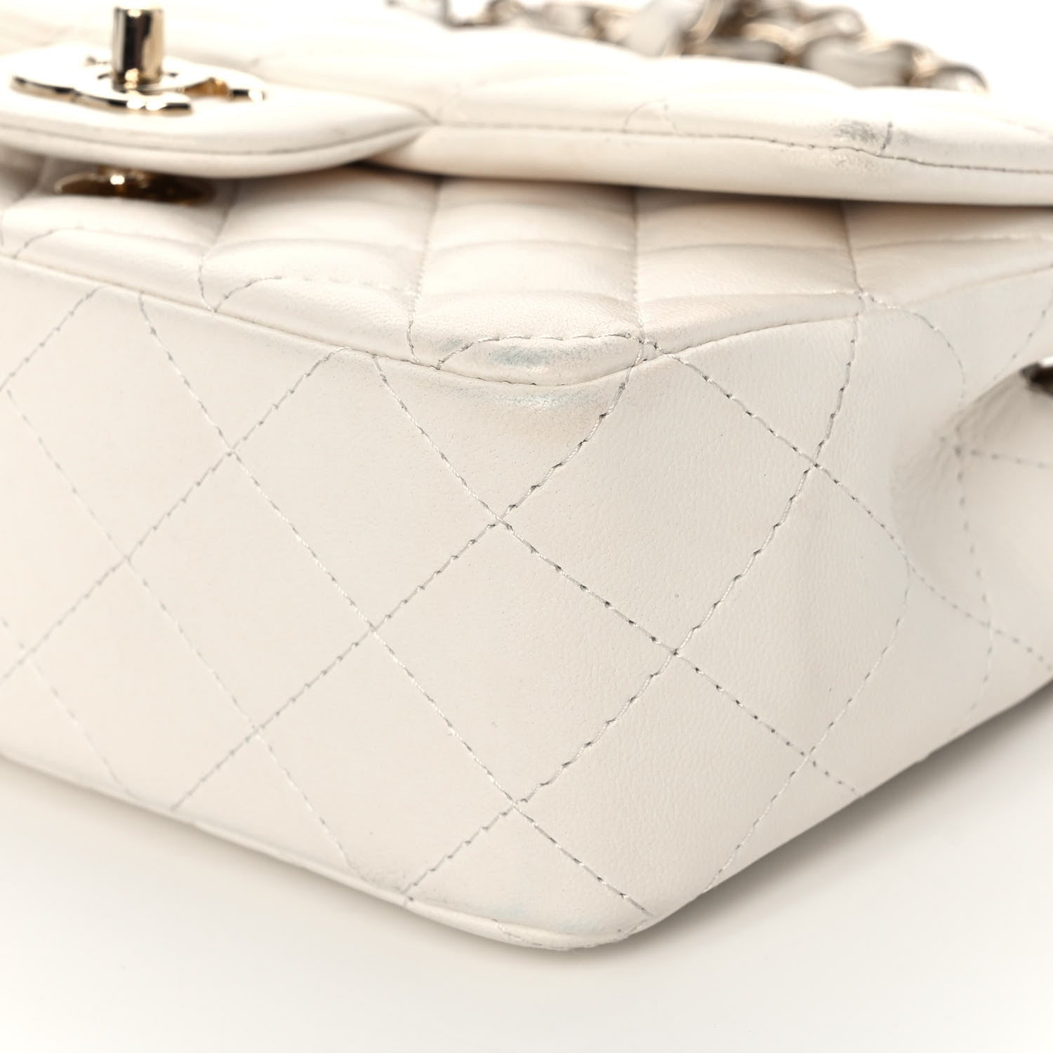 Chanel Lambskin Quilted Mini Rectangular Flap White 8 of 12