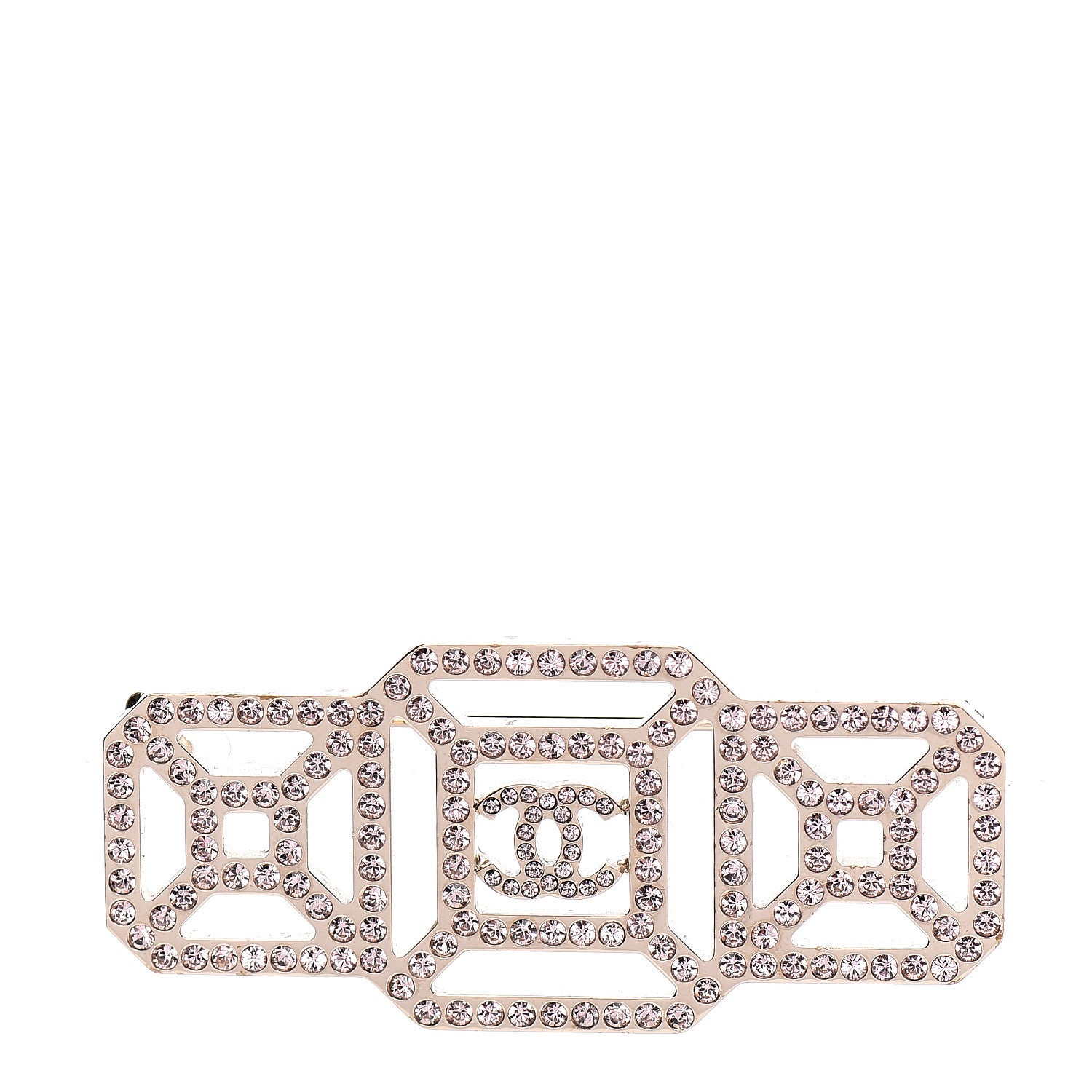 Chanel Crystal CC Brooch Light Gold Pink 1 of 4