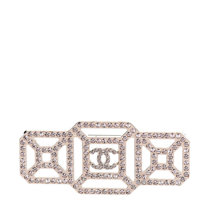 Chanel Crystal CC Brooch Light Gold Pink 1 of 4