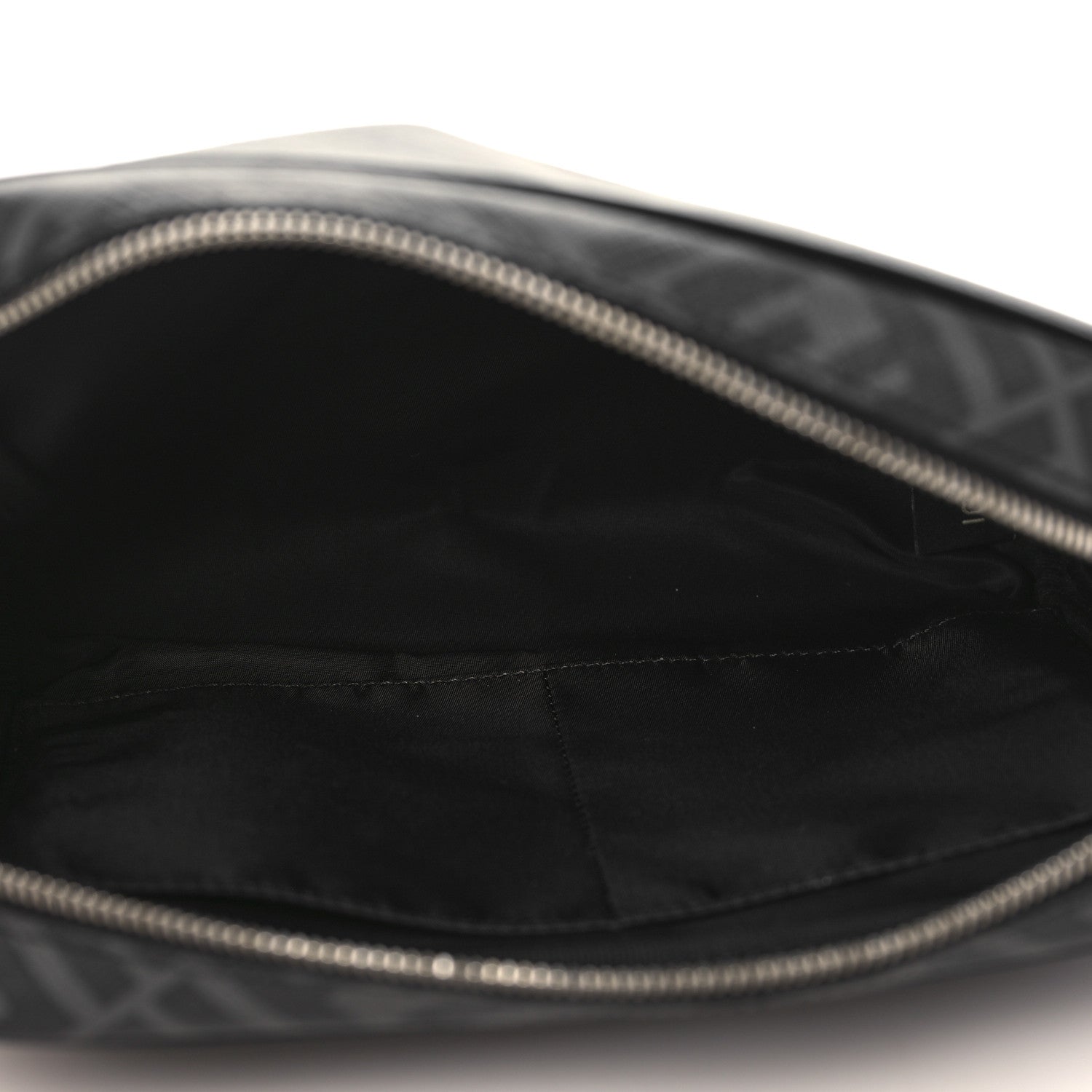 Fendi Glazed Fabric Vitello Brush FF 1974 Toiletry Case Black 5 of 7
