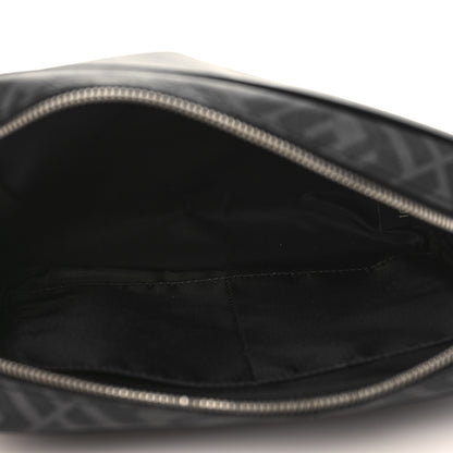 Fendi Glazed Fabric Vitello Brush FF 1974 Toiletry Case Black 5 of 7