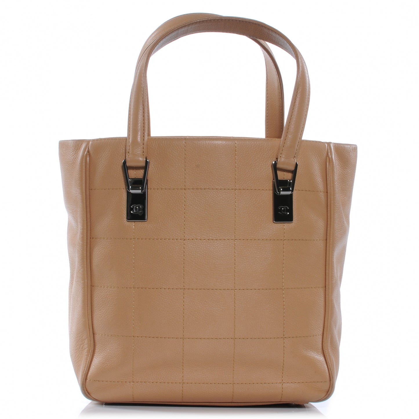 Caviar Square Stitched Bag Beige
