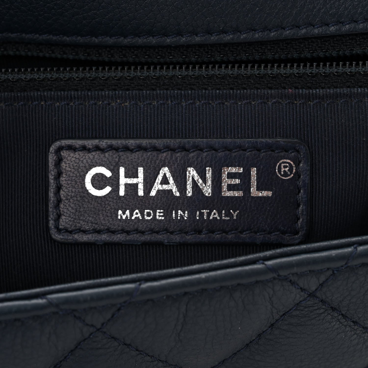Chanel Calfskin Quilted Medium Frame In Chain Flap Navy 6 of 13