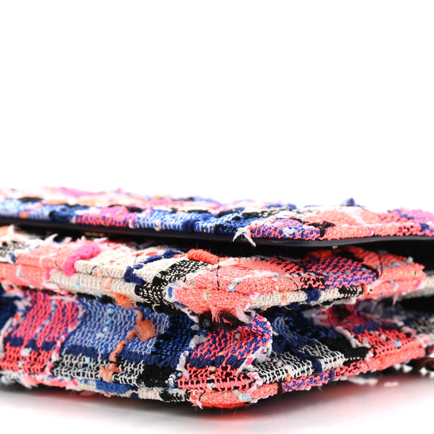 Chanel Tweed Quilted Wallet on Chain WOC Pink Blue Beige 9 of 9