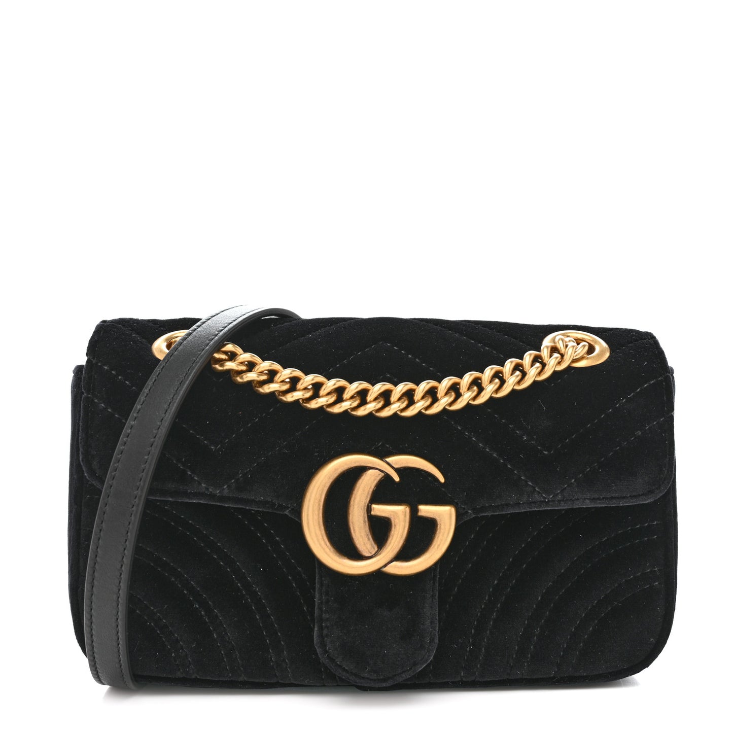 Velvet Matelasse Mini GG Marmont Shoulder Bag Black