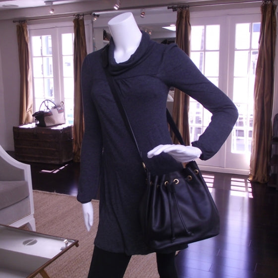 Chloe Leather Aurore Bucket Bag Black 2 of 12