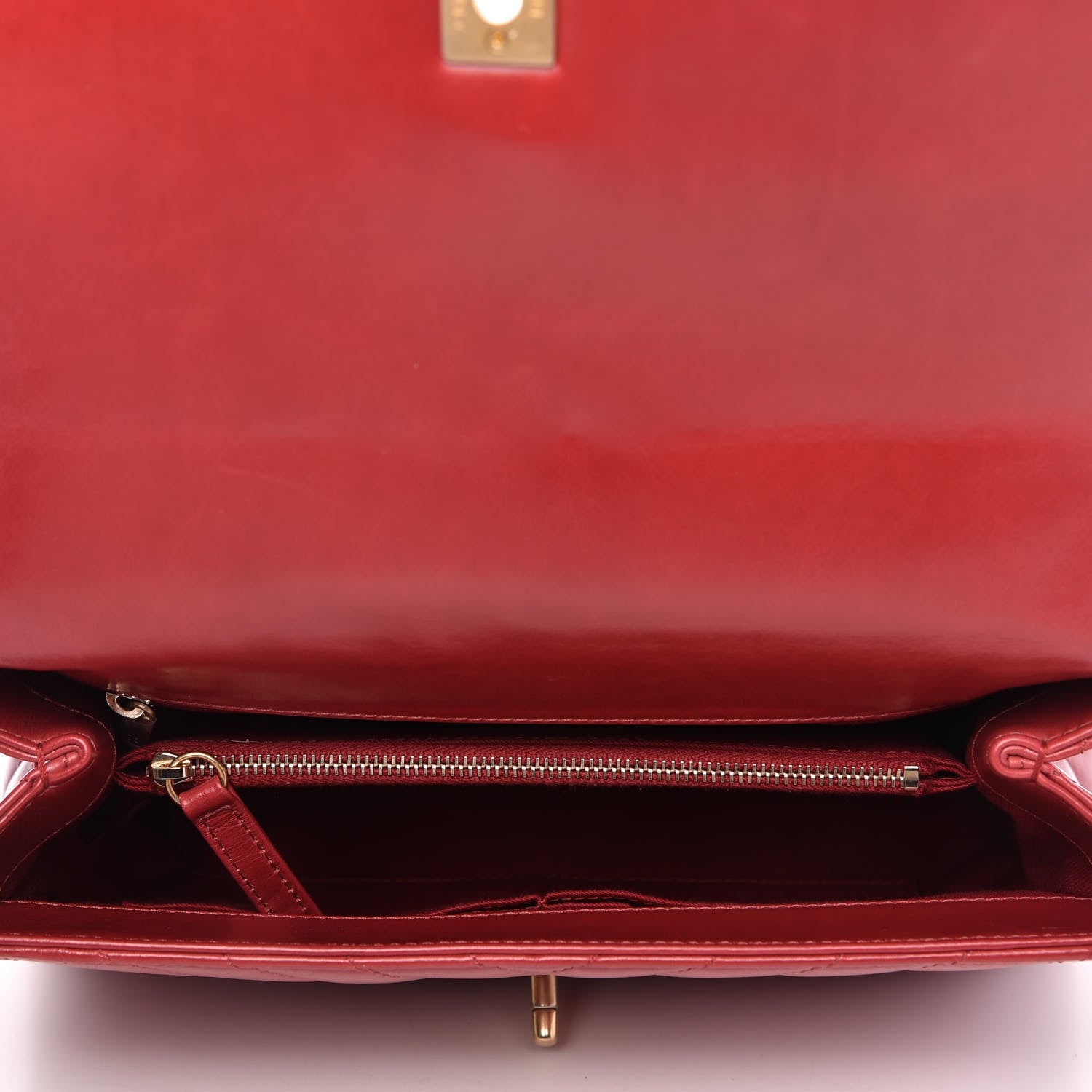 Chanel Calfskin Chevron Quilted Small Coco Handle Flap Red 5 of 10