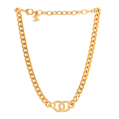 Chanel Crystal Chain Link CC Choker Necklace Gold 3 of 5