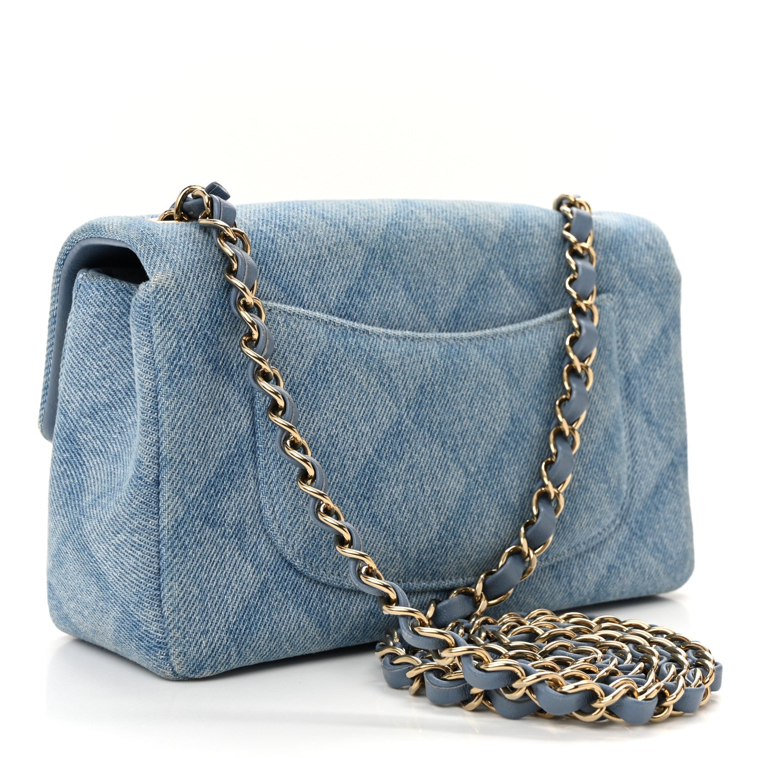 Chanel Printed Denim Quilted Mini Rectangular Flap Light Blue 3 of 11
