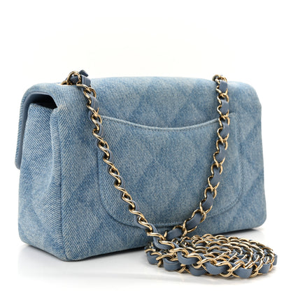 Chanel Printed Denim Quilted Mini Rectangular Flap Light Blue 3 of 11