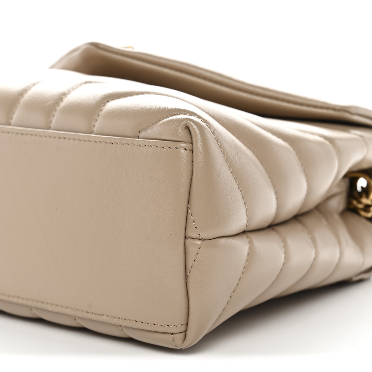 Calfskin Y Quilted Monogram Small Loulou Chain Satchel Dark Beige