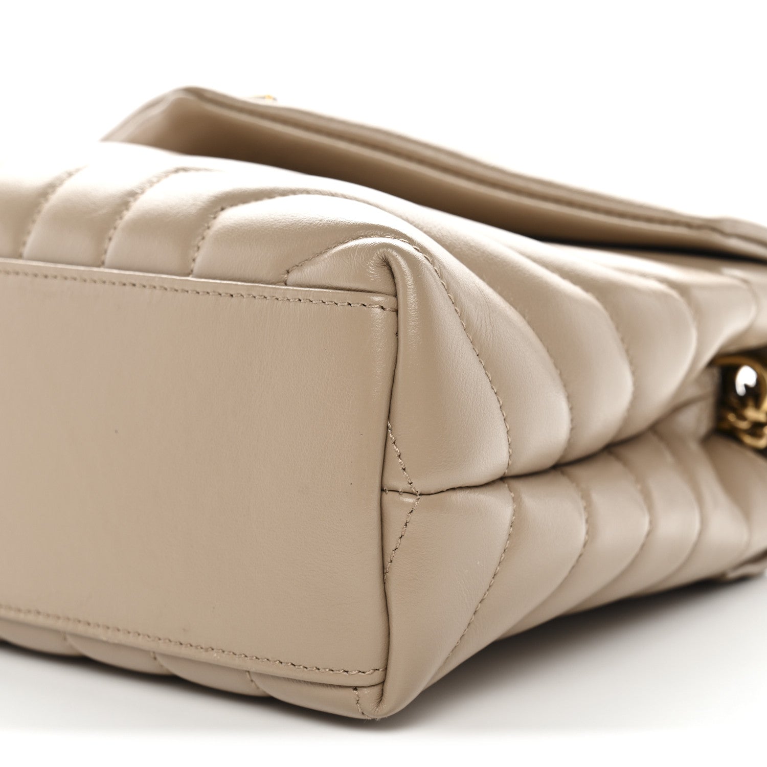 Saint Laurent Calfskin Y Quilted Monogram Small Loulou Chain Satchel Dark Beige 9 of 10