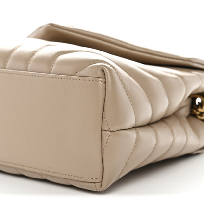 Saint Laurent Calfskin Y Quilted Monogram Small Loulou Chain Satchel Dark Beige 9 of 10