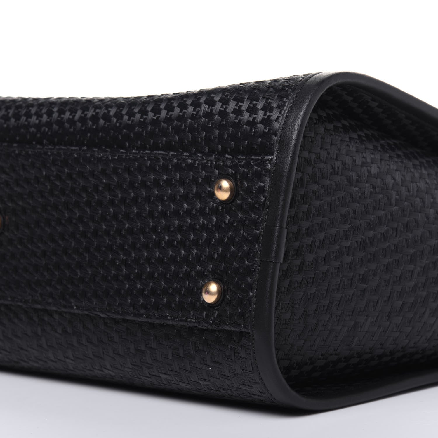 Chanel Straw Raffia Calfskin Chain Small Deauville Tote Black 11 of 13