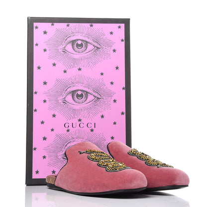Gucci Velvet Embellished Evening Slippers 36 Tibet Red 8 of 8