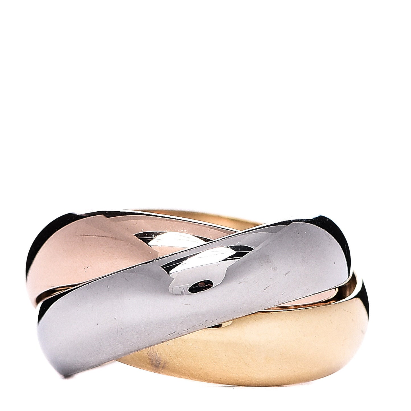 18K Pink Yellow White Gold Large Trinity Ring 46 3.75