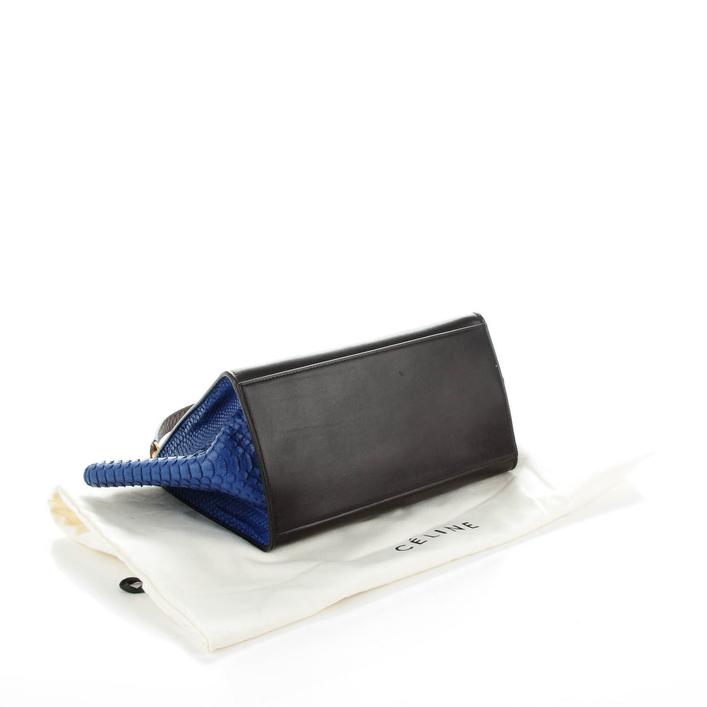 Python Calfskin Small Tri-Color Trapeze Blue Brown