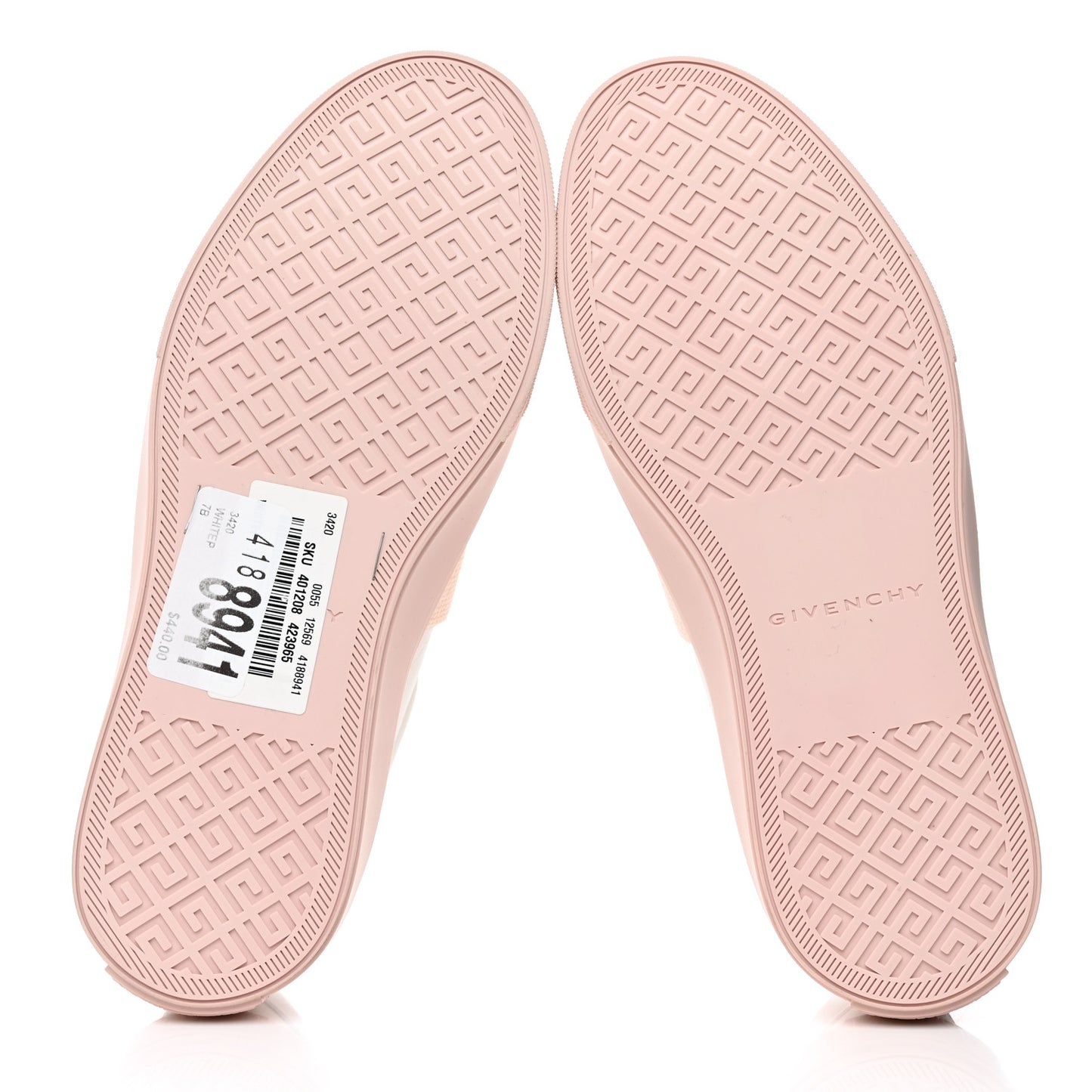 Calfskin Band Logo Womens City Sport Sneakers 37 White Pink