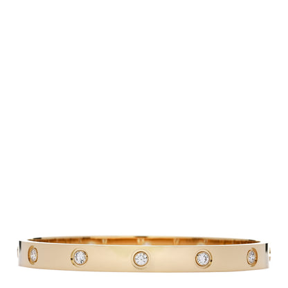 Cartier 18K Yellow Gold 10 Diamond LOVE Bracelet 17 1 of 9