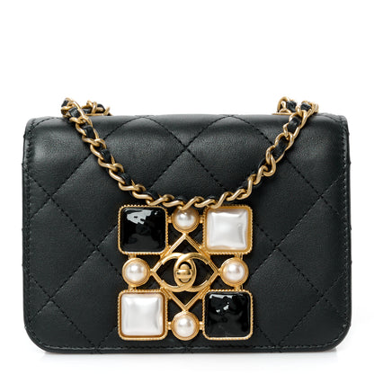 Chanel Calfskin Quilted Crystal Pearl Mini Flap Bag Black 1 of 11