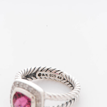 David Yurman Sterling Silver Diamond Pink Tourmaline 7mm Petite Albion Ring 49 5 4 of 5