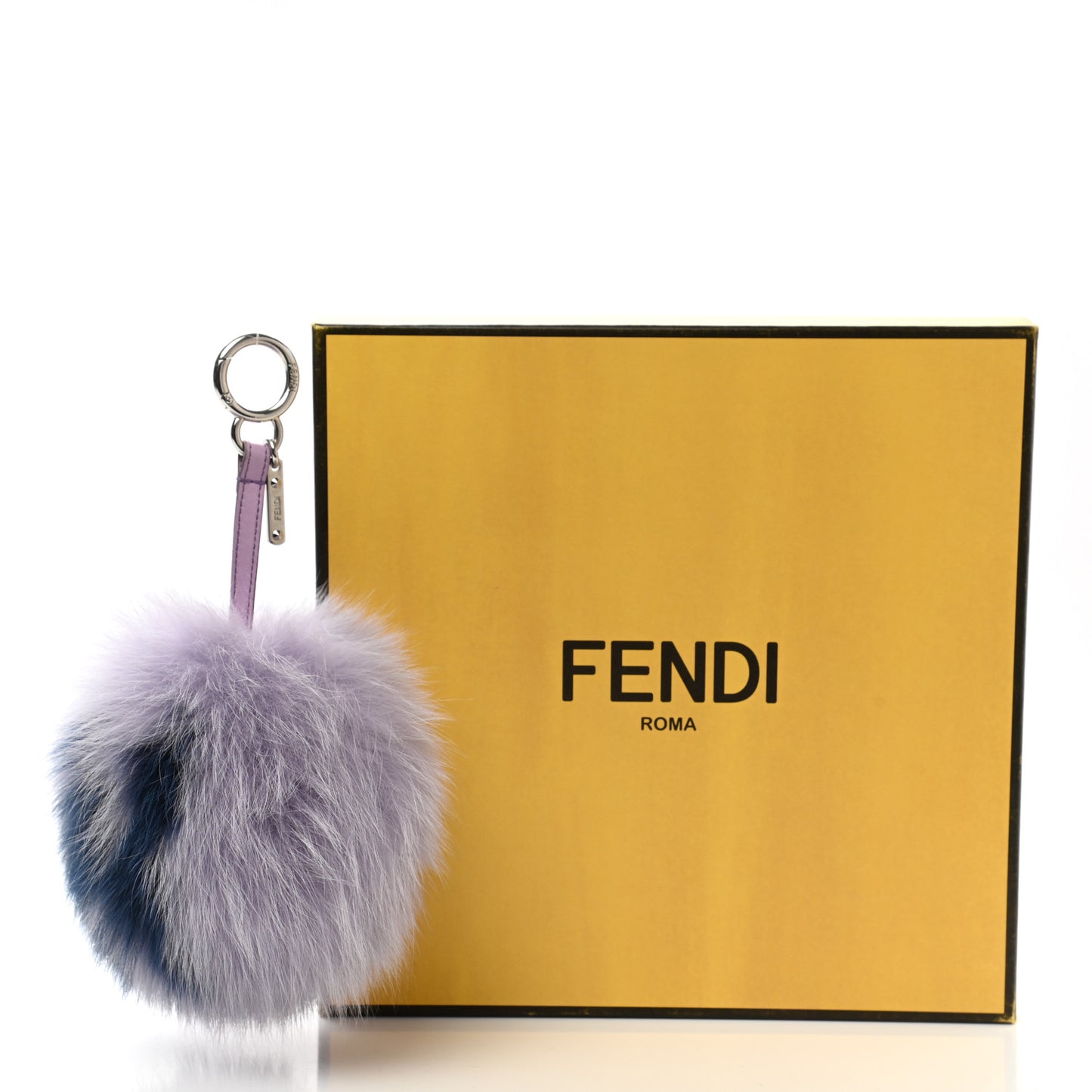 Fox Fur Shiny Nappa Bi-Color R ABCharm Bag Charm Lilla Blue Violetta