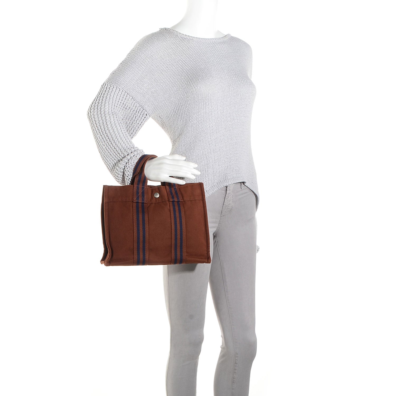 Hermes Cotton Canvas Fourre Tout PM Tote Brown 2 of 10