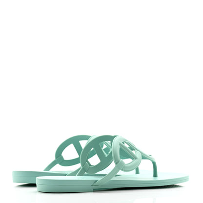 Hermes Rubber Womens Egerie Sandals 40 Vert Embrun 4 of 9