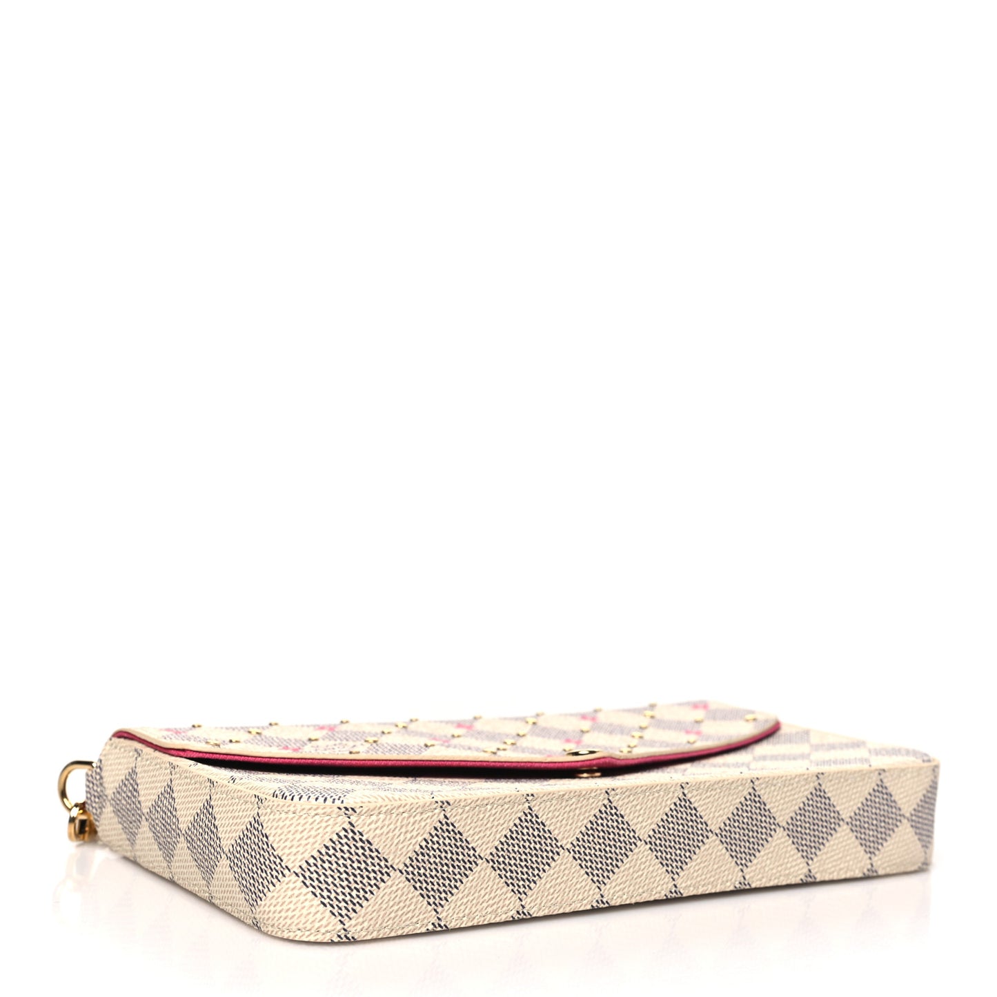 Damier Azur Studded Pochette Felicie Chain Wallet Fuchsia