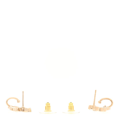 Chanel Metal Crystal Coco Script CC Climber Earrings Gold 3 of 5