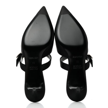 Hermes Satin Blink Mules 39 Black 5 of 9