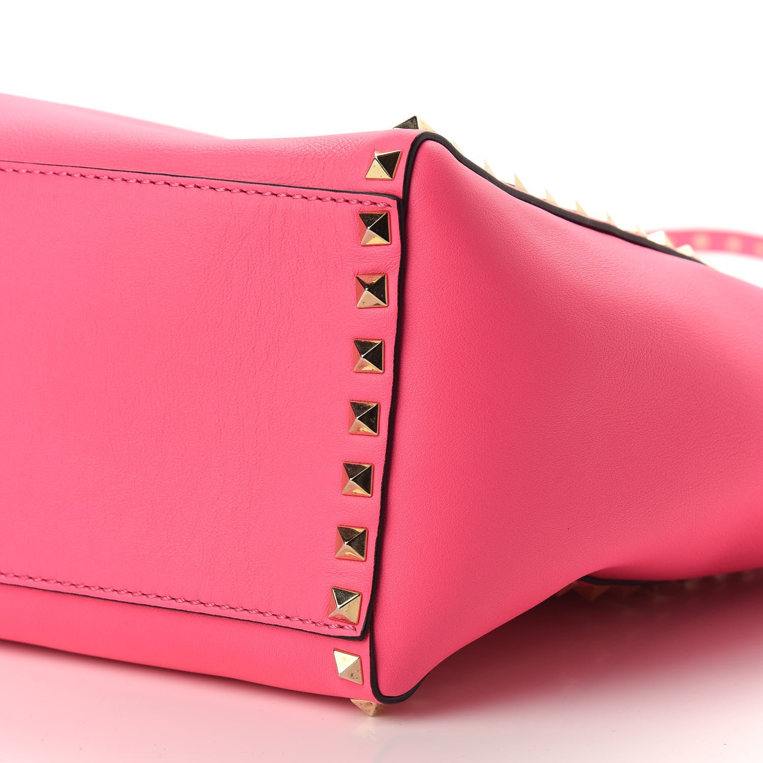 Valentino Garavani Vitello Rockstud Double Handle Tote Fuxia Fluo 9 of 9