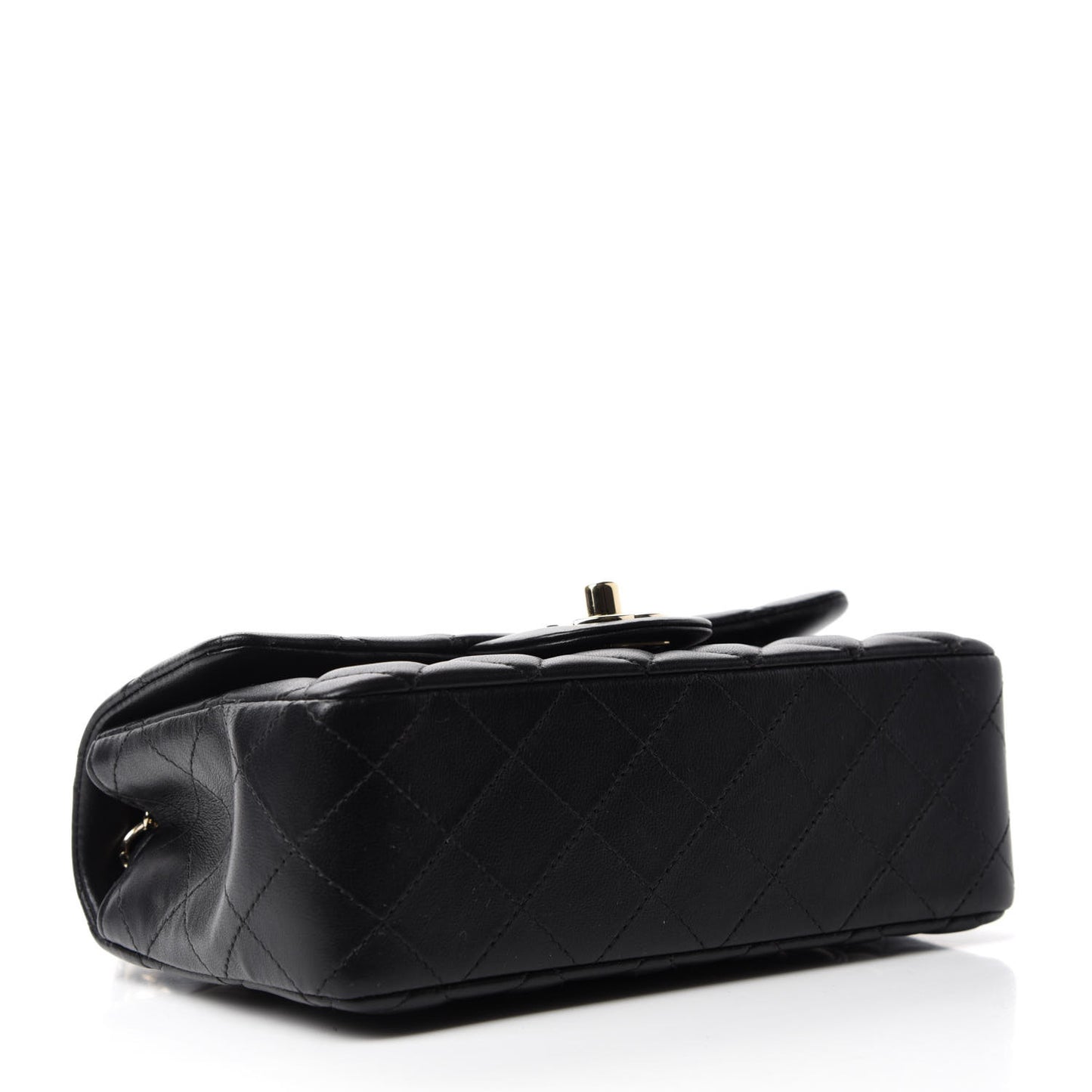 Lambskin Quilted Mini Rectangular Flap Black