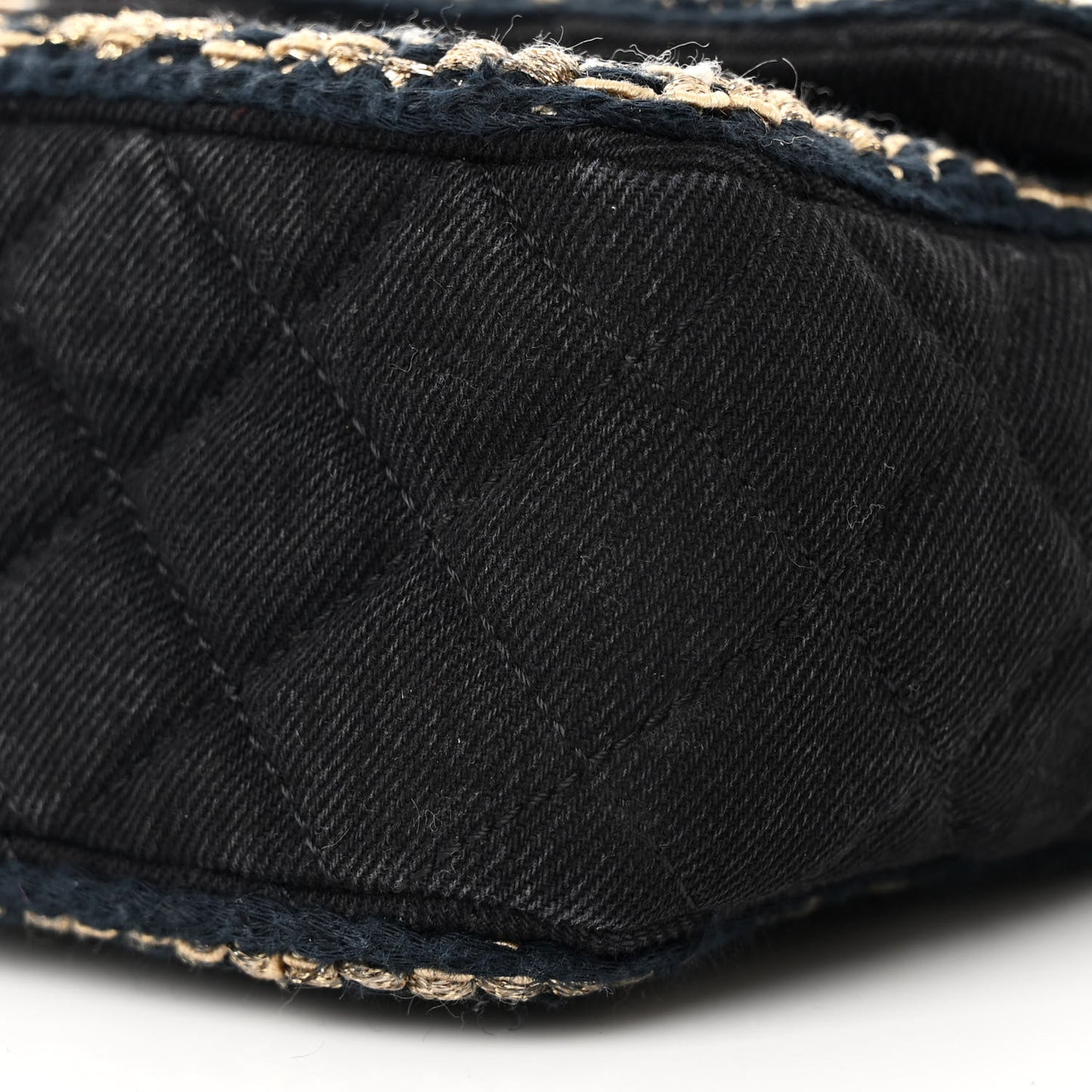 Denim Braided Medium Flap Bag Black