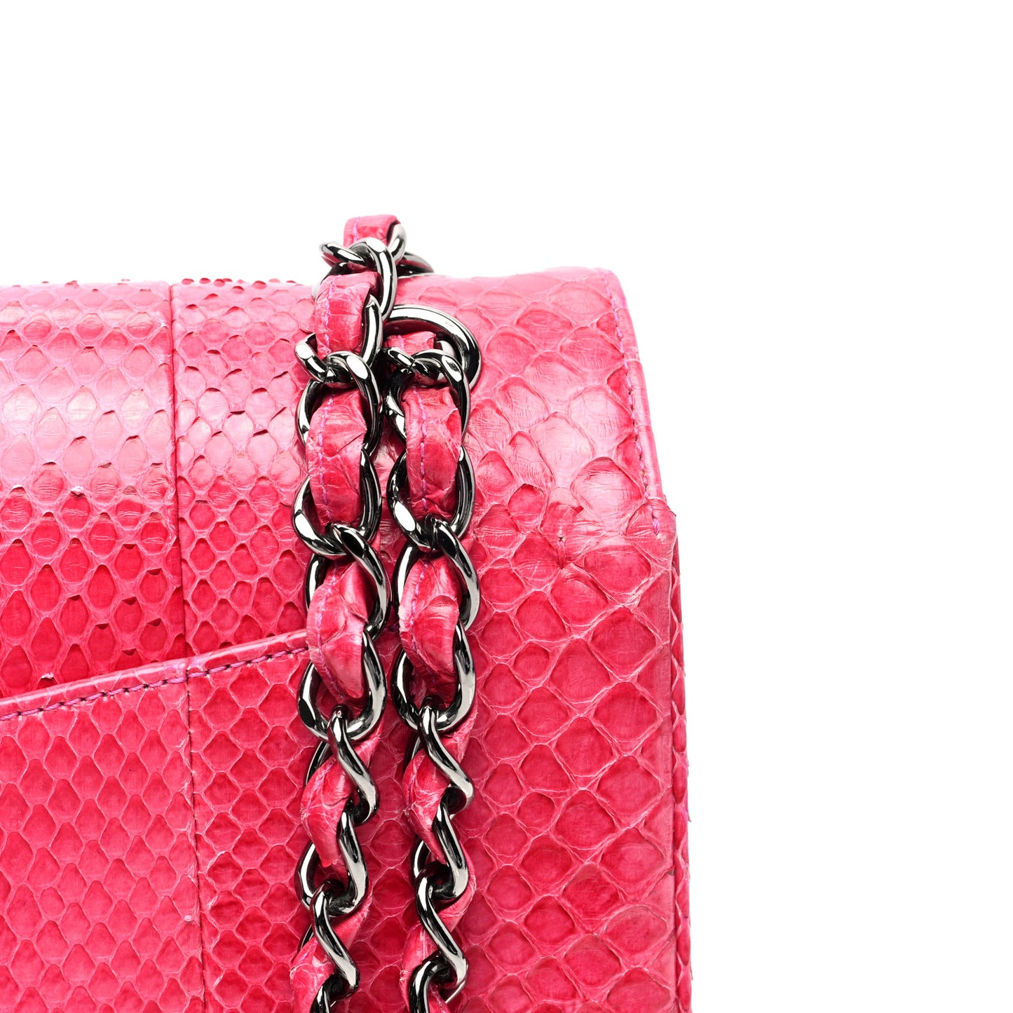 Snakeskin Jumbo Double Flap Pink