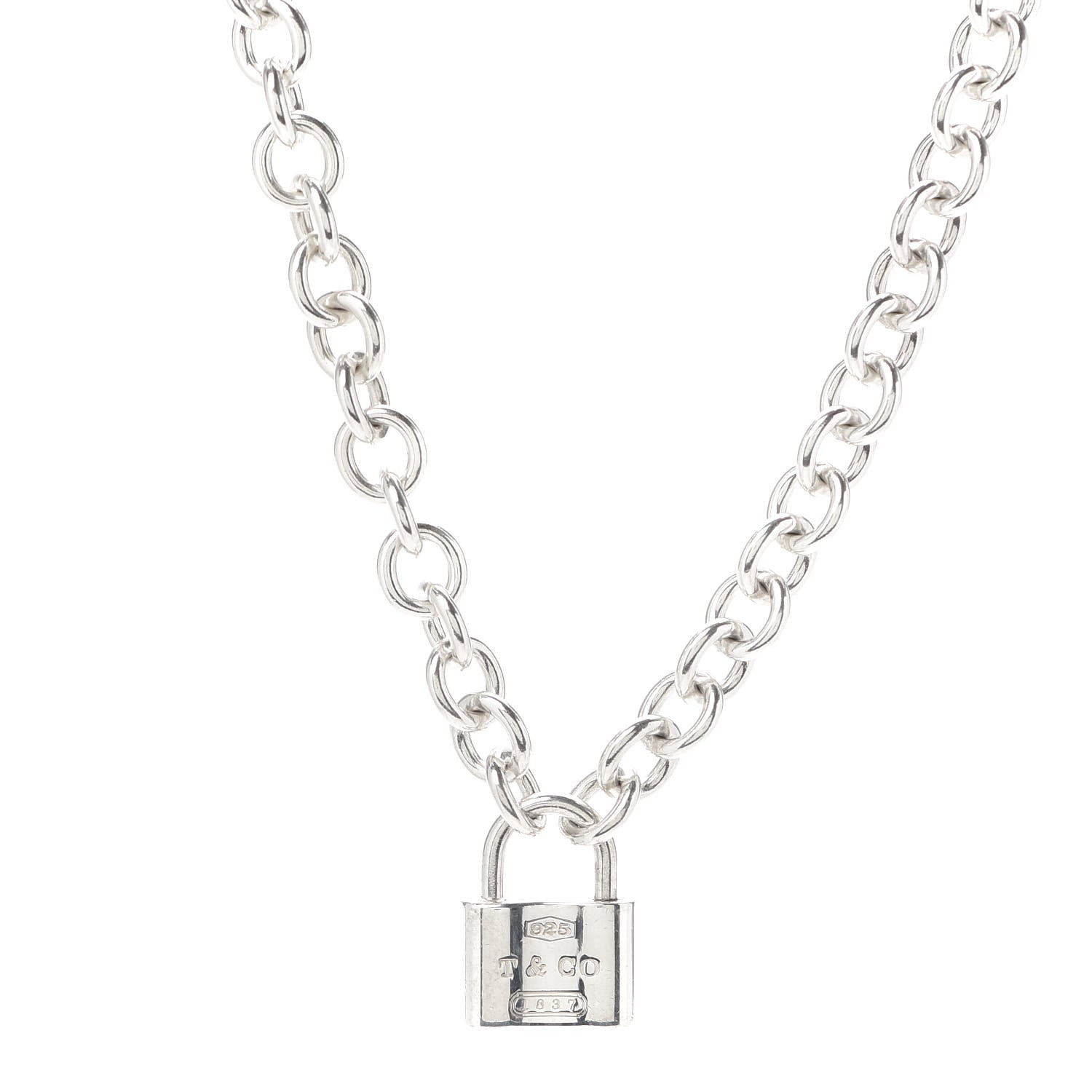 Tiffany Sterling Silver 1837 Lock Charm Necklace 1 of 4