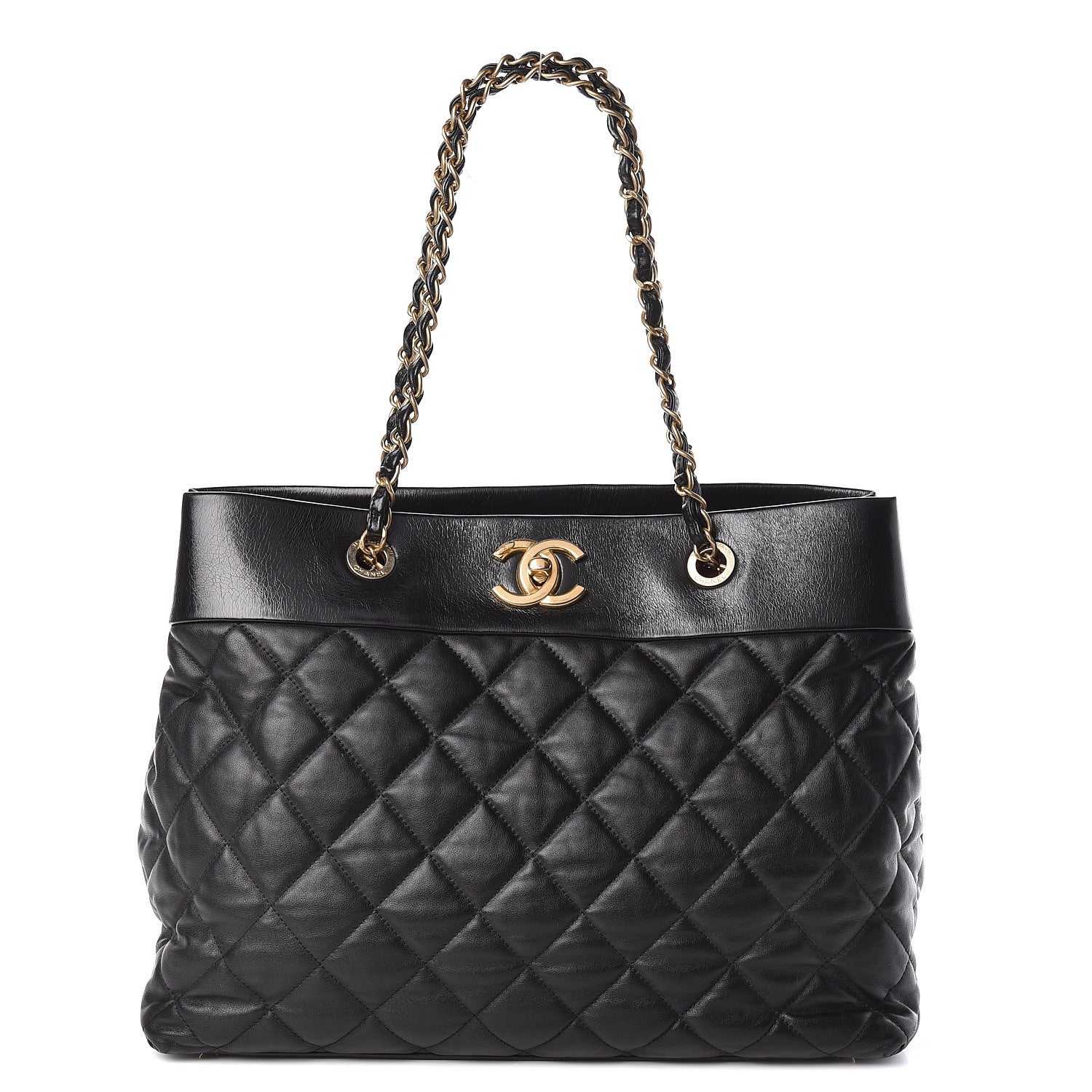 Chanel Calfskin Quilted Large Soft Elegance Tote Black 1 of 15