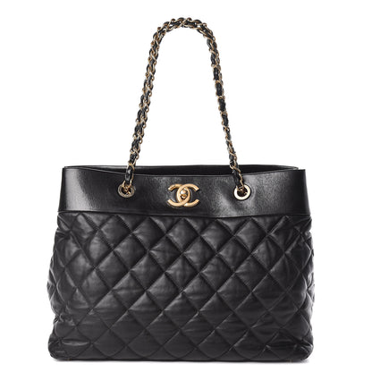 Chanel Calfskin Quilted Large Soft Elegance Tote Black 1 of 15