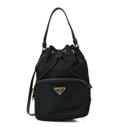 Prada Saffiano Tessuto Nylon Mini Bucket Crossbody Bag Black 1 of 13