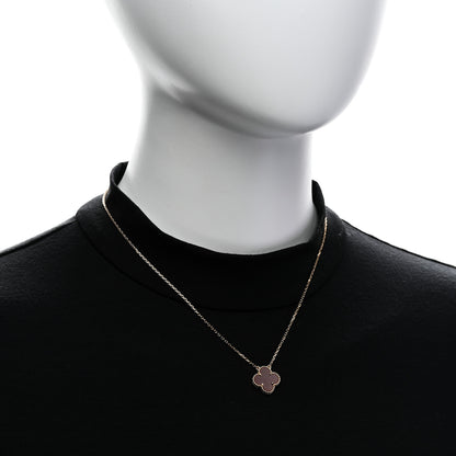 Van Cleef & Arpels 18K Yellow Gold Carnelian Vintage Alhambra Pendant Necklace 2 of 5