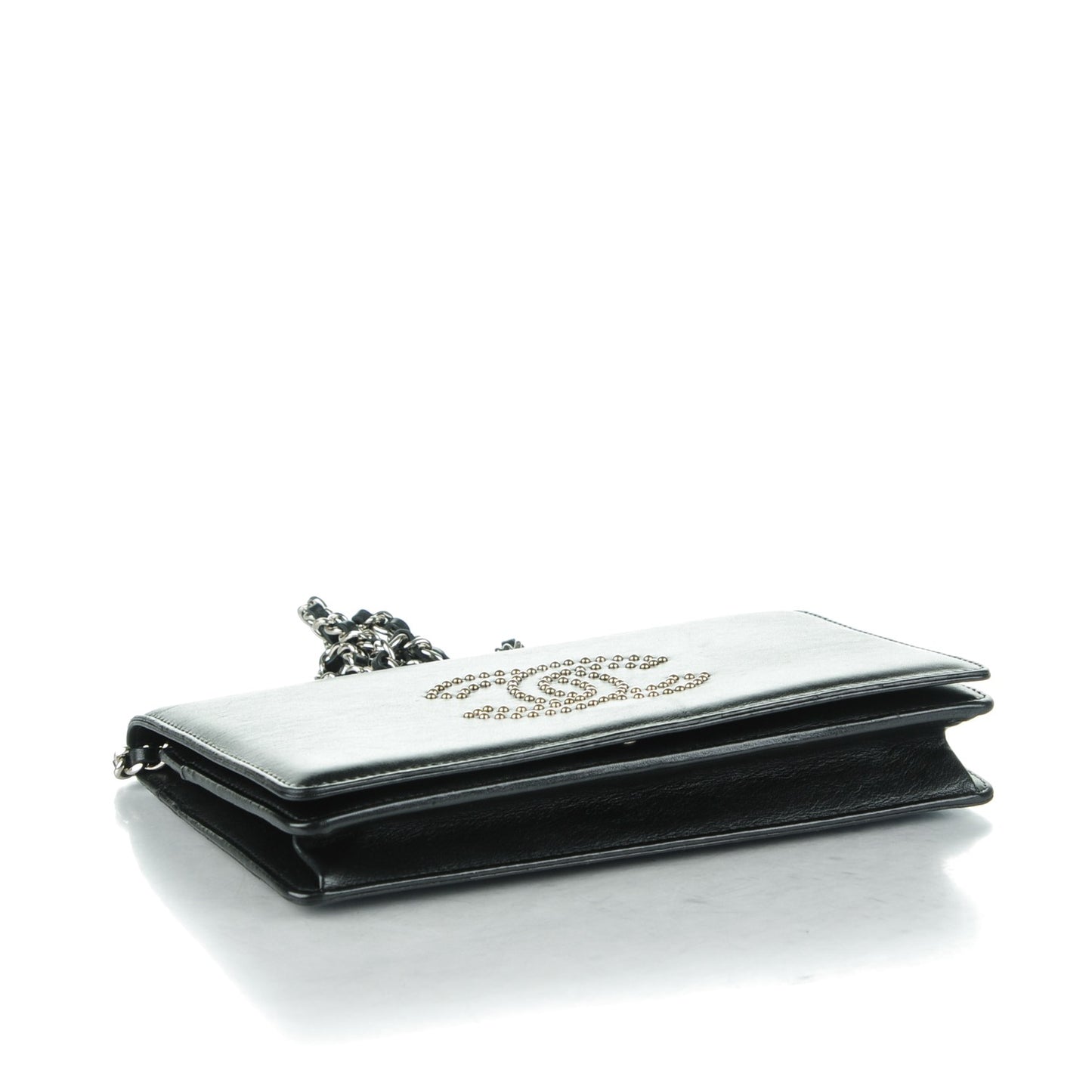Lambskin Studded CC Wallet On Chain WOC Black