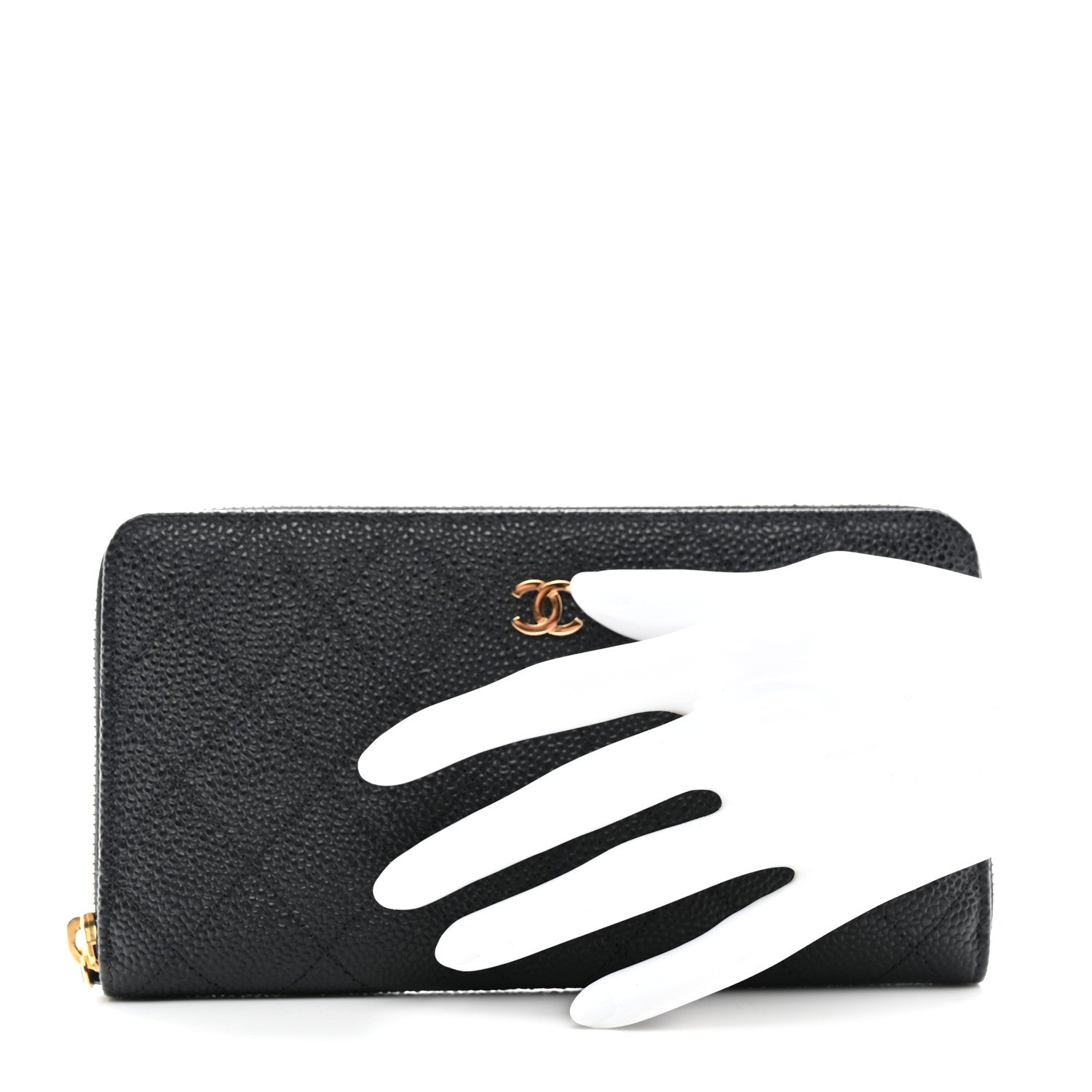 Chanel Caviar Quilted Large Gusset Zip Around Wallet Black 2 of 8