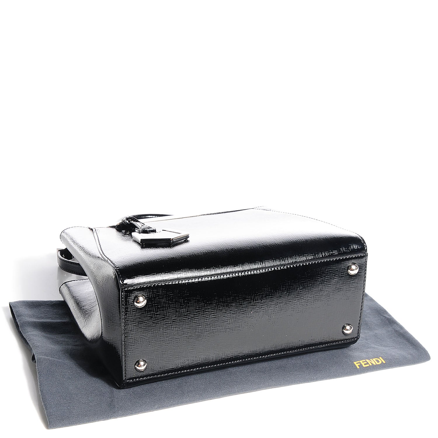 Fendi Patent Vitello Elite Petite 2Jours Tote Black 4 of 9