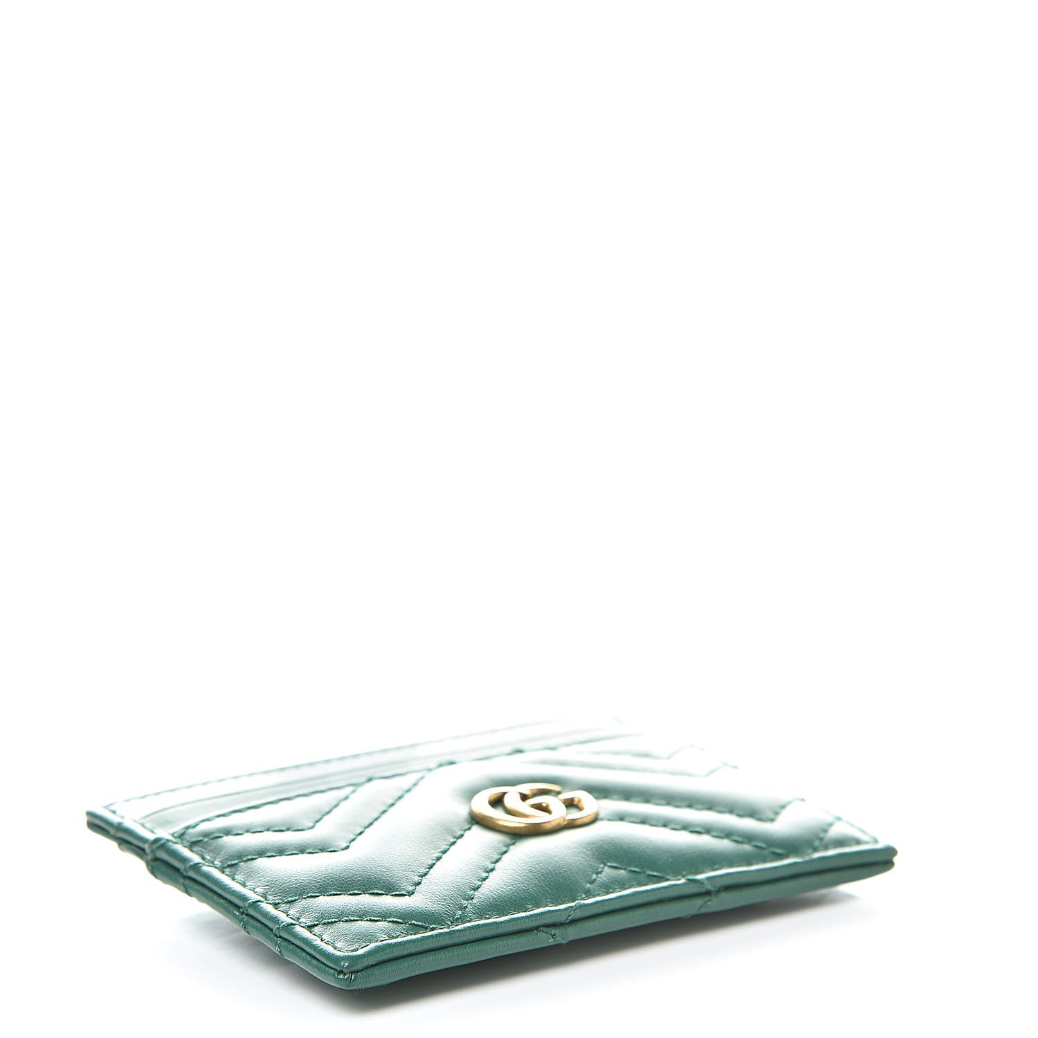 Gucci Calfskin Matelasse GG Marmont Card Holder Emerald Green 4 of 7