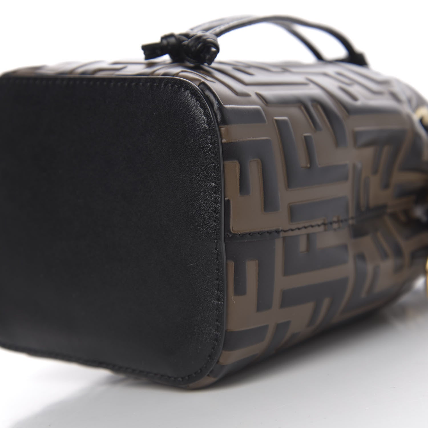 Fendi Vitello Liberty F is Fendi Bi-Color FF 1974 Embossed Mini Mon Tresor Bucket Bag Maya Black 8 of 9