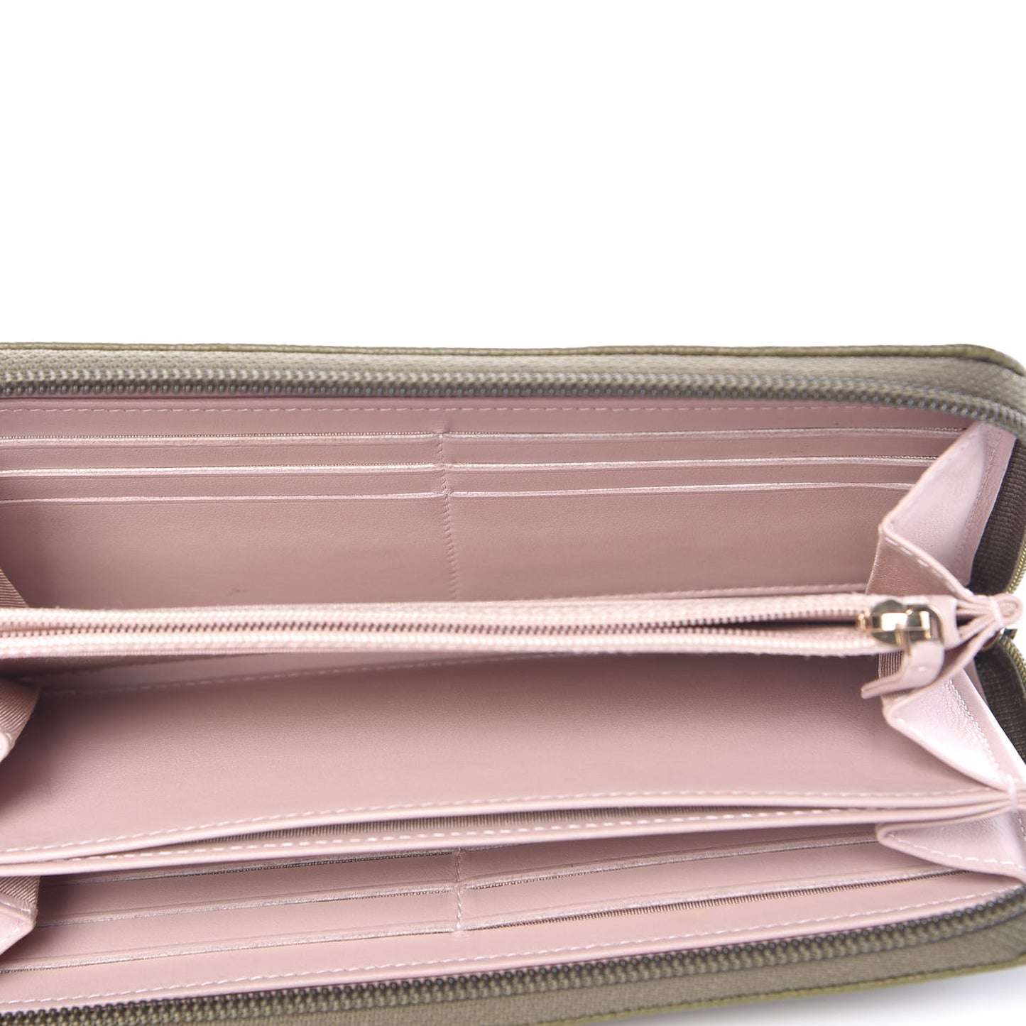 Caviar Quilted Boy Long Zip Around Wallet Khaki